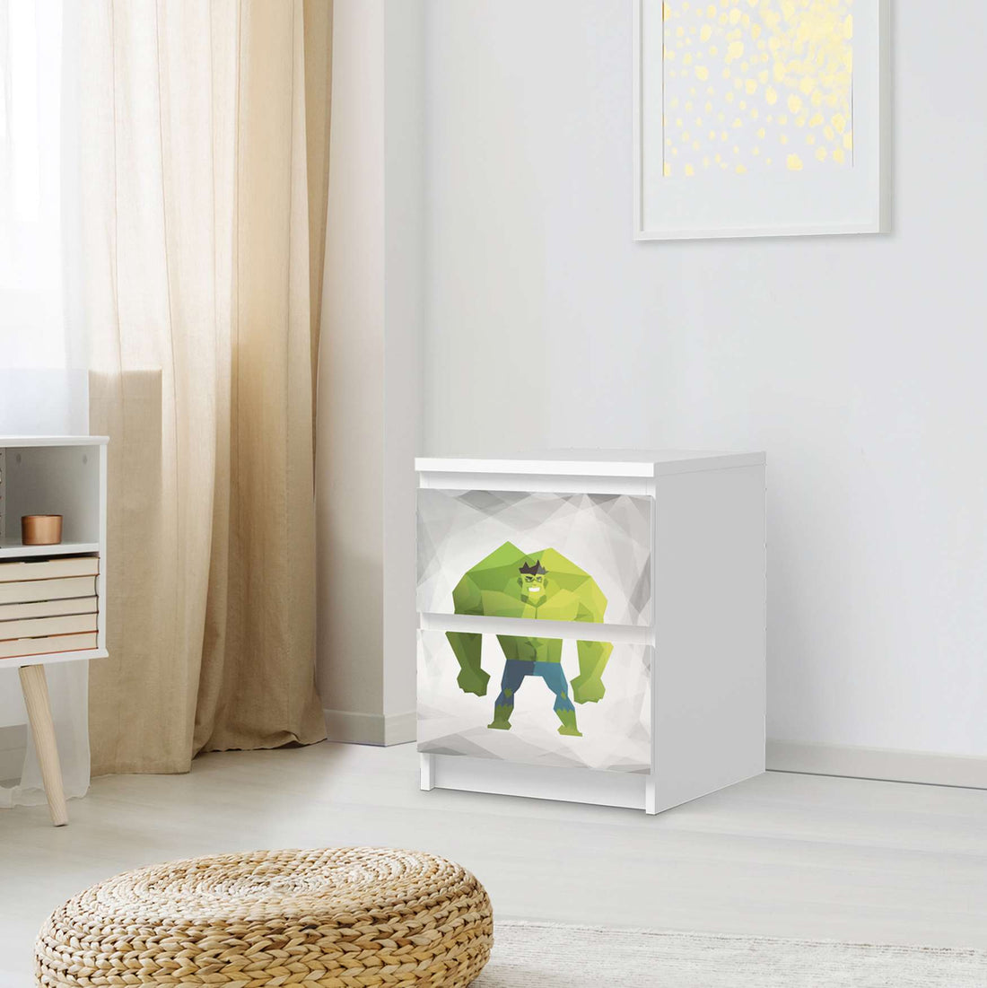 Möbelfolie Mr. Green - IKEA Malm Kommode 2 Schubladen - Schlafzimmer