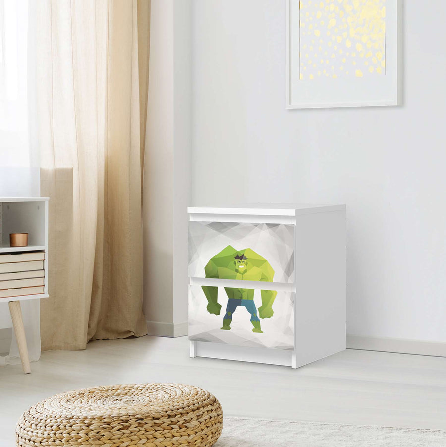 Möbelfolie Mr. Green - IKEA Malm Kommode 2 Schubladen - Schlafzimmer