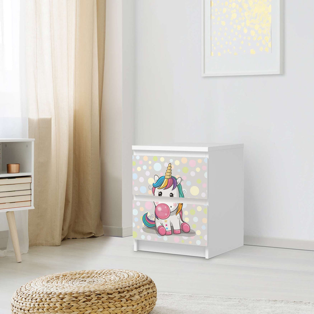 Möbelfolie Rainbow das Einhorn - IKEA Malm Kommode 2 Schubladen - Schlafzimmer