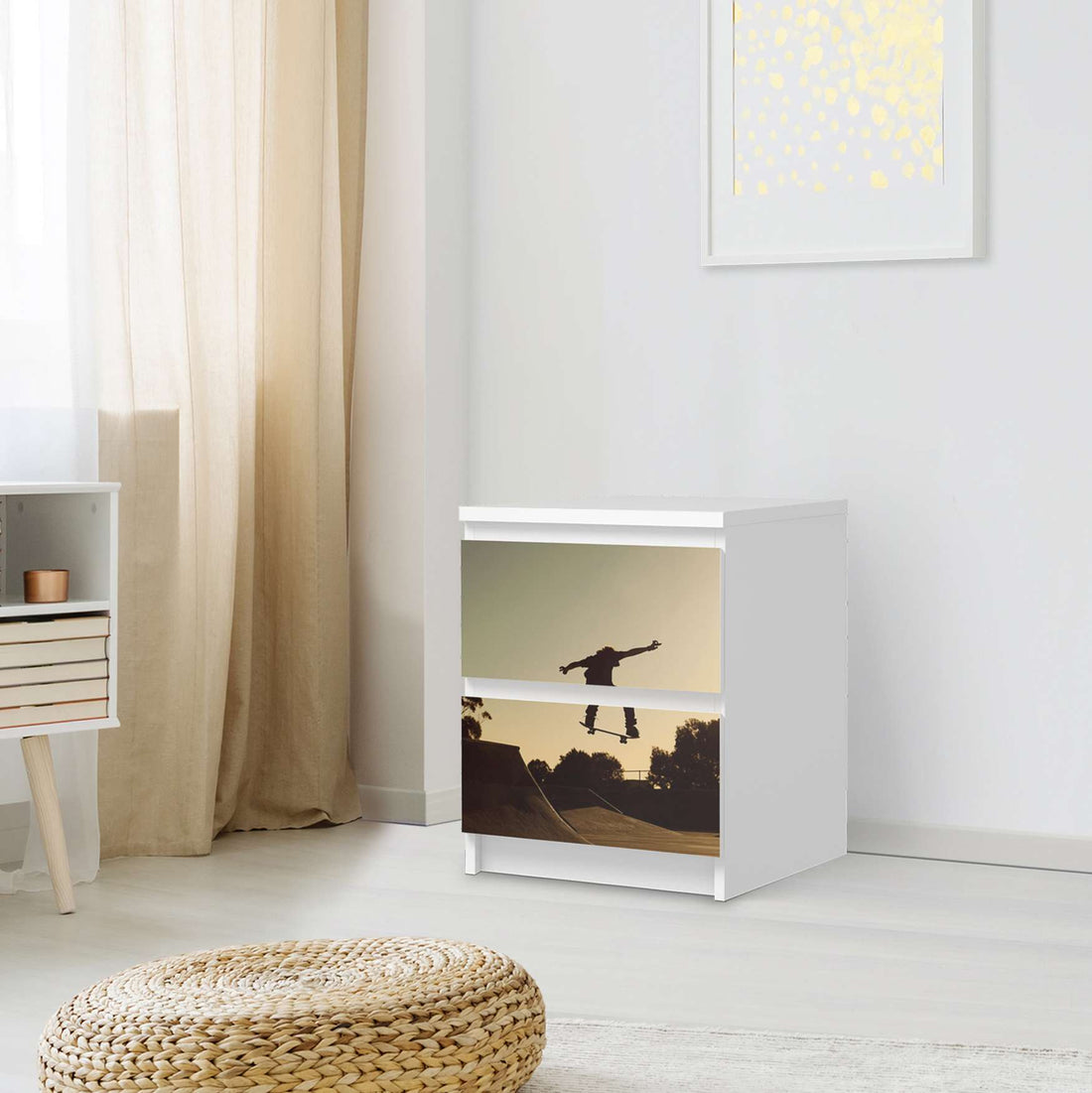 Möbelfolie Skater - IKEA Malm Kommode 2 Schubladen - Schlafzimmer