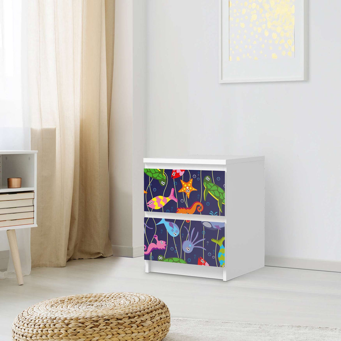 Möbelfolie Underwater Life - IKEA Malm Kommode 2 Schubladen - Schlafzimmer