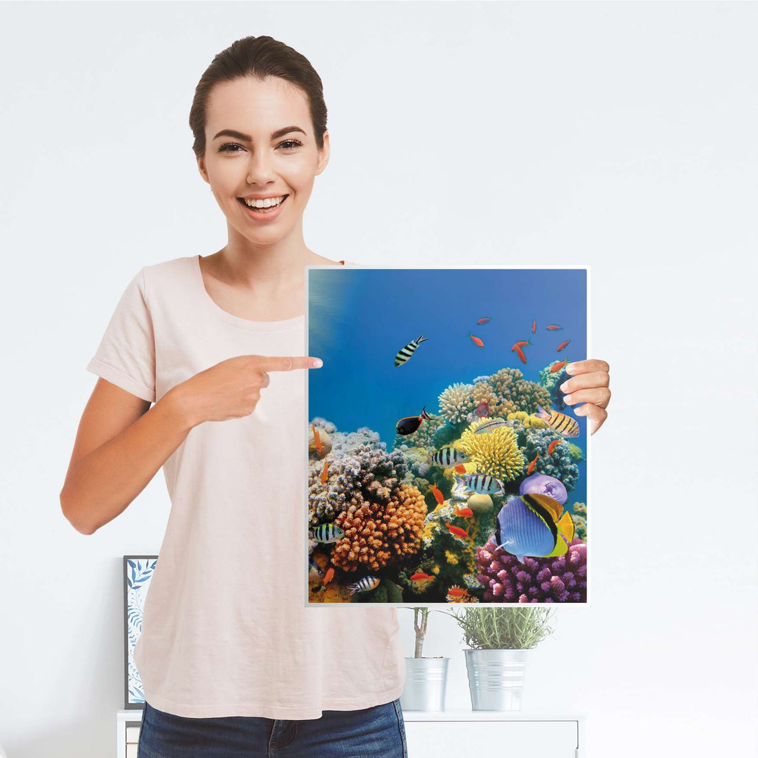 Möbelfolie Coral Reef - IKEA Malm Kommode 2 Schubladen [oben] - Folie