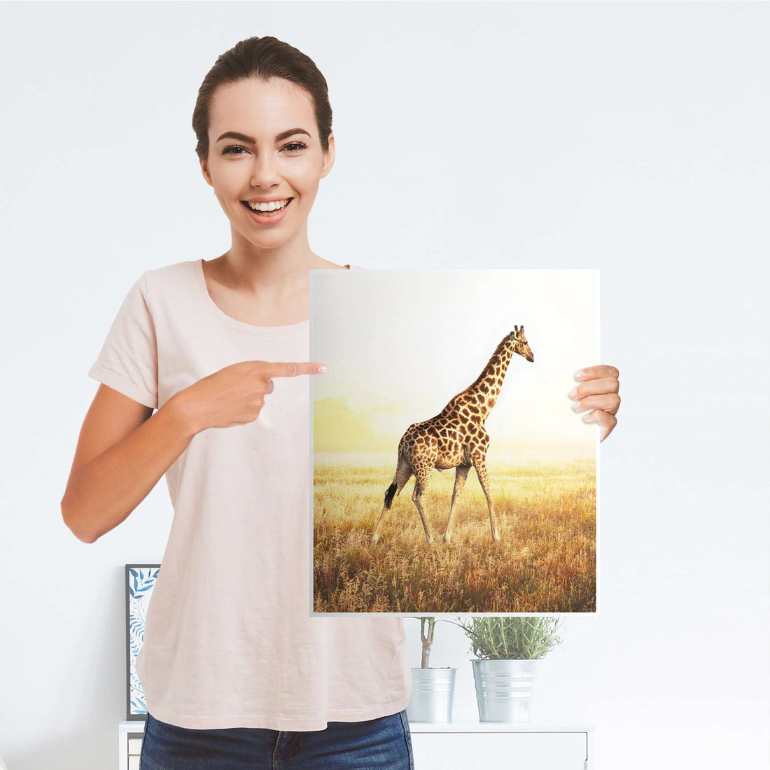 Möbelfolie Savanna Giraffe - IKEA Malm Kommode 2 Schubladen [oben] - Folie