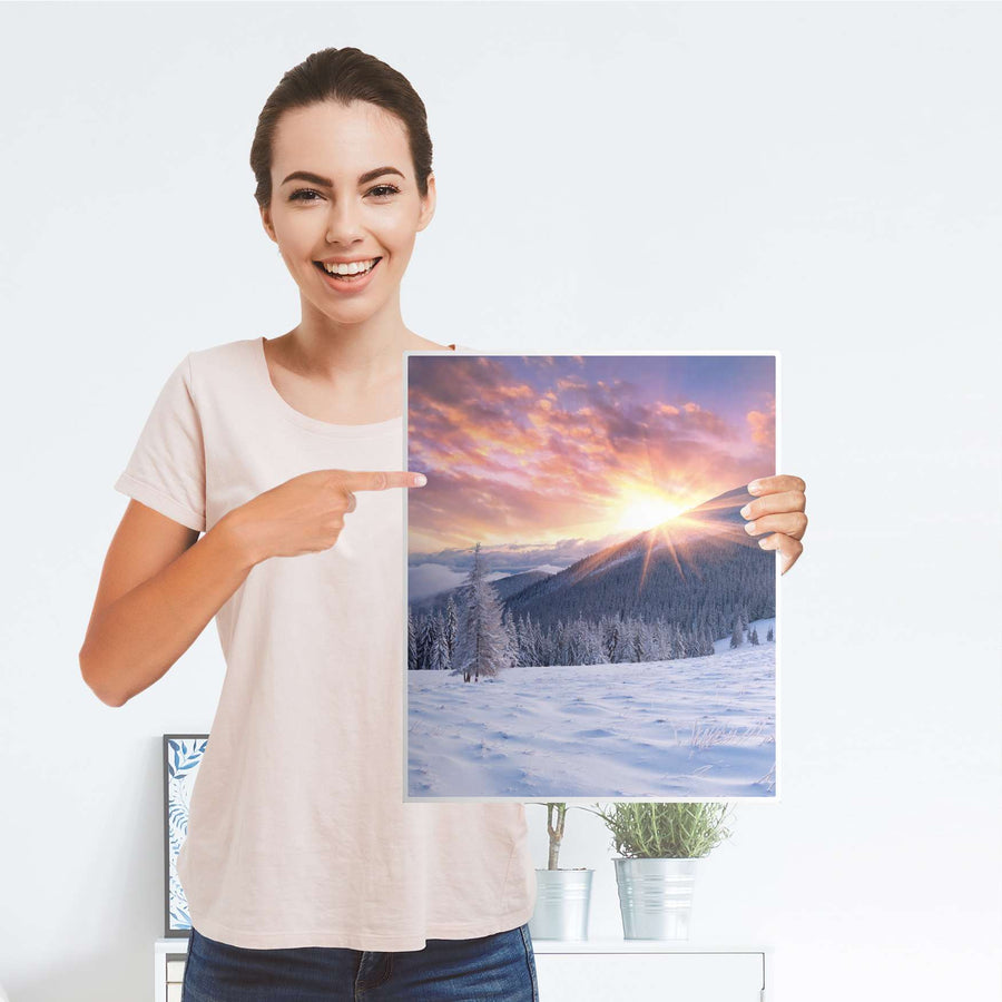 Möbelfolie Zauberhafte Winterlandschaft - IKEA Malm Kommode 2 Schubladen [oben] - Folie
