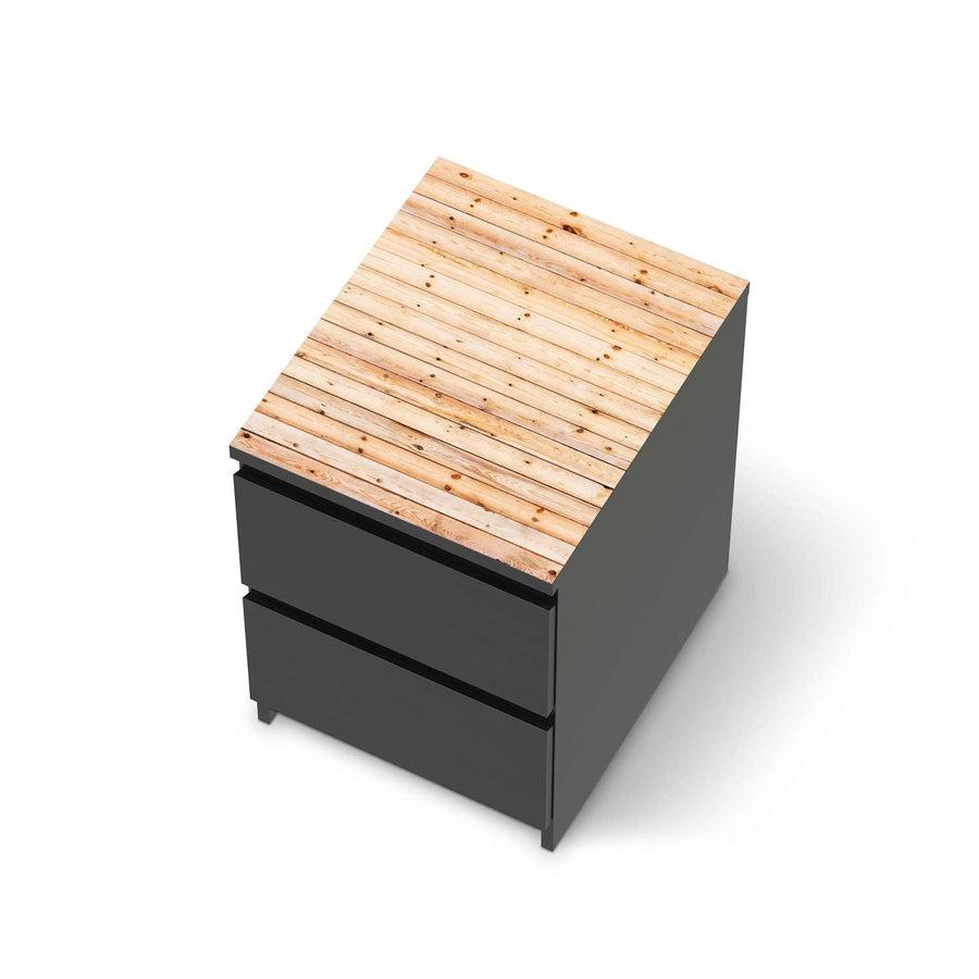 Möbelfolie Bright Planks - IKEA Malm Kommode 2 Schubladen [oben] - schwarz