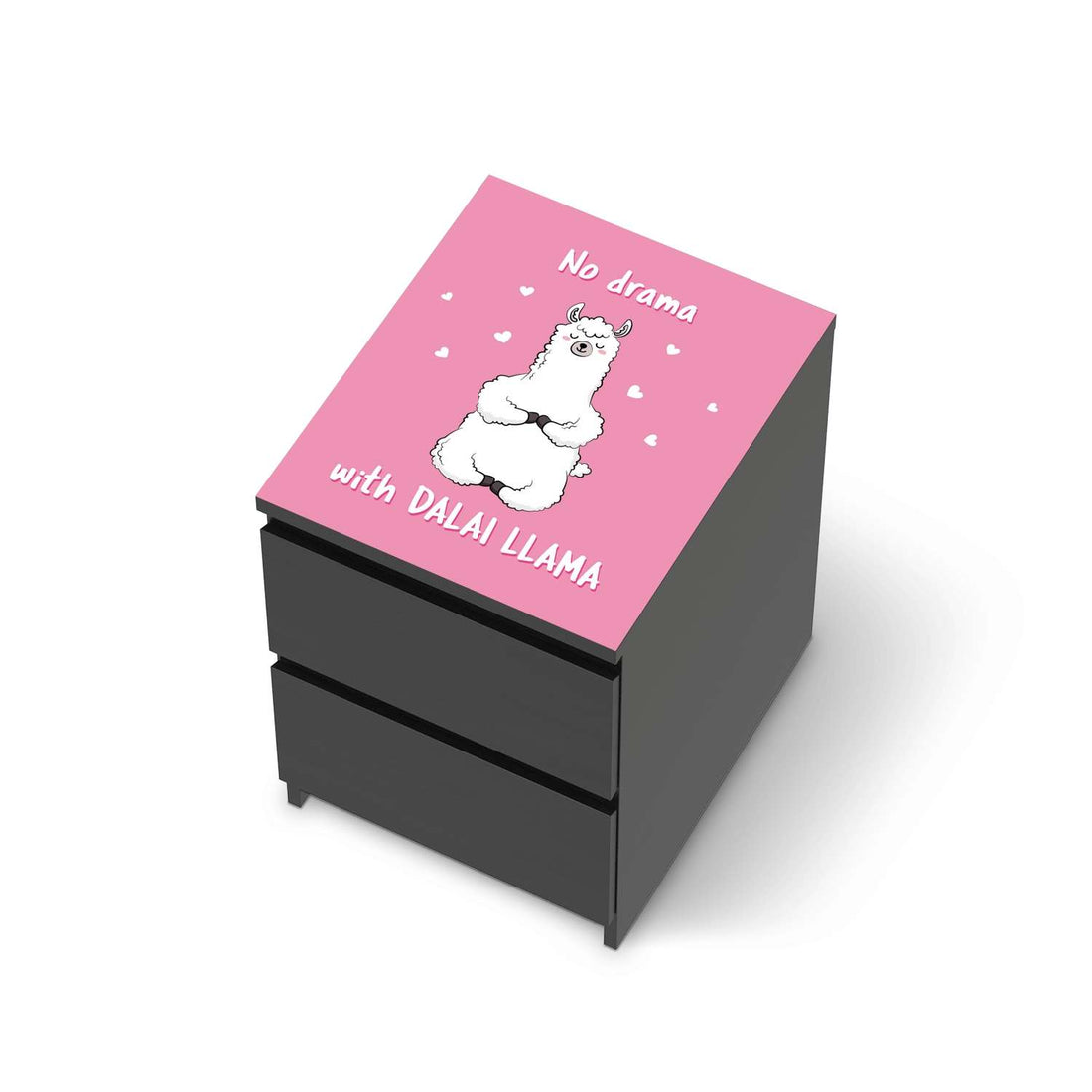Möbelfolie Dalai Llama - IKEA Malm Kommode 2 Schubladen [oben] - schwarz