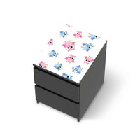 Möbelfolie Eulenparty - IKEA Malm Kommode 2 Schubladen [oben] - schwarz