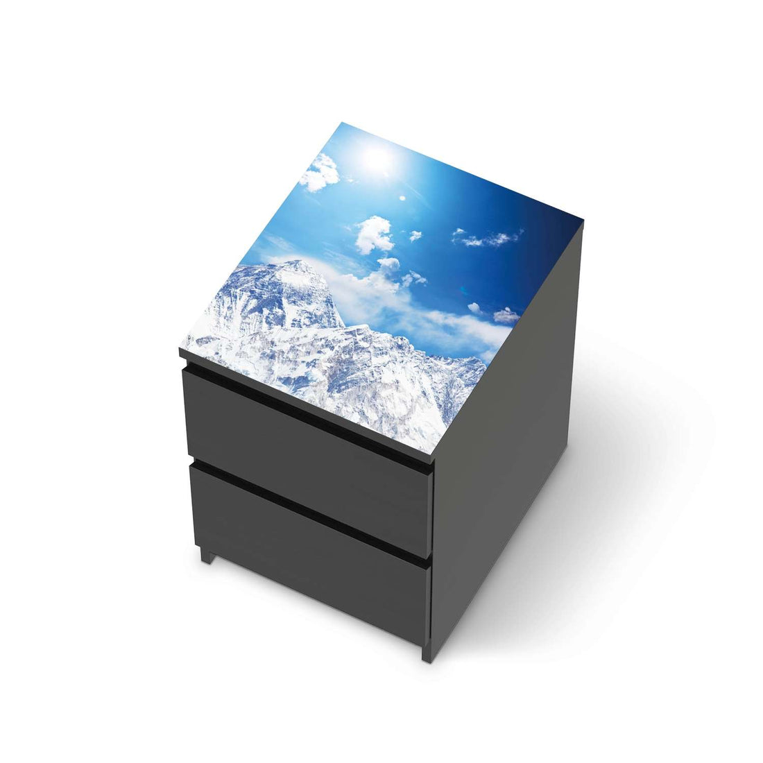 Möbelfolie Everest - IKEA Malm Kommode 2 Schubladen [oben] - schwarz