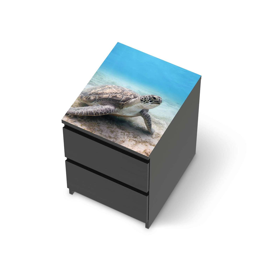 Möbelfolie Green Sea Turtle - IKEA Malm Kommode 2 Schubladen [oben] - schwarz