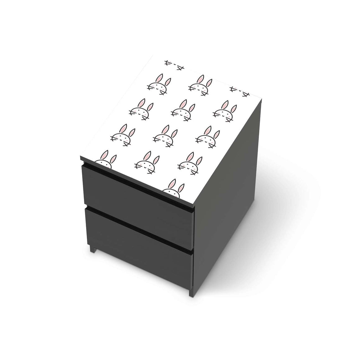 Möbelfolie Hoppel - IKEA Malm Kommode 2 Schubladen [oben] - schwarz