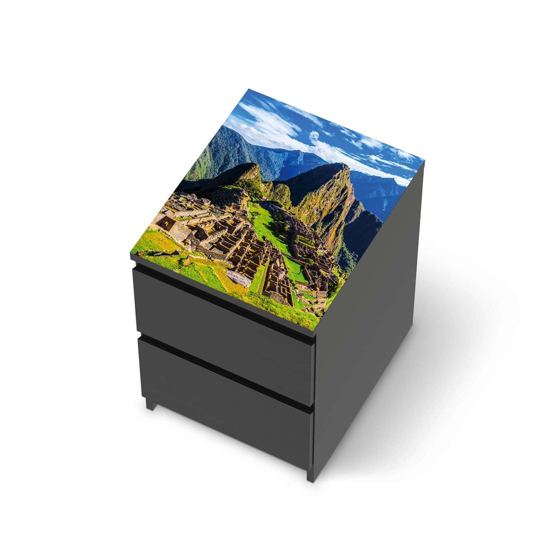Möbelfolie Machu Picchu - IKEA Malm Kommode 2 Schubladen [oben] - schwarz