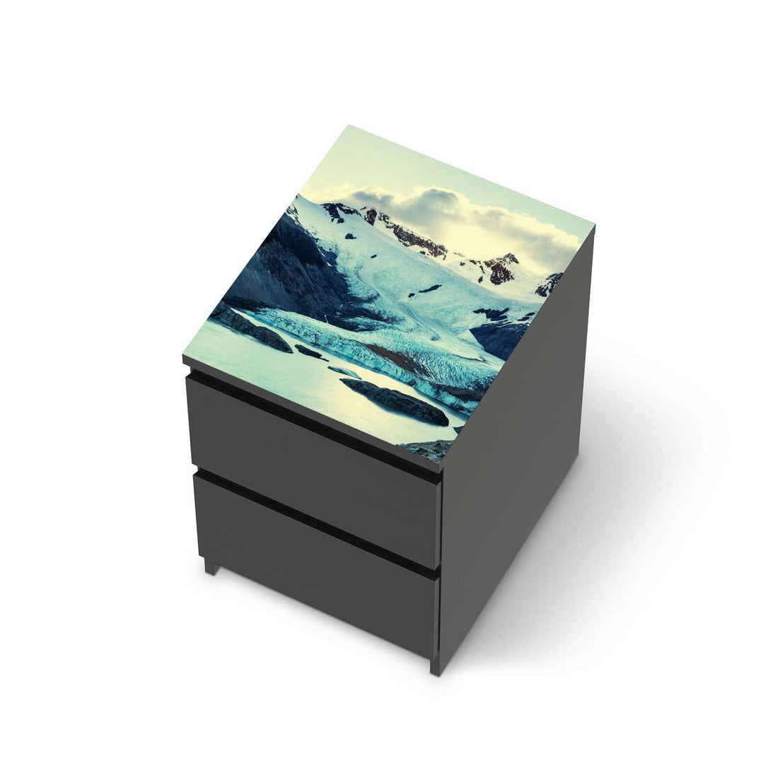 Möbelfolie Patagonia - IKEA Malm Kommode 2 Schubladen [oben] - schwarz