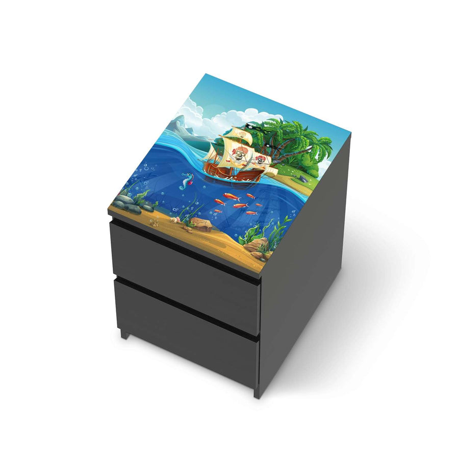 Möbelfolie Pirates - IKEA Malm Kommode 2 Schubladen [oben] - schwarz
