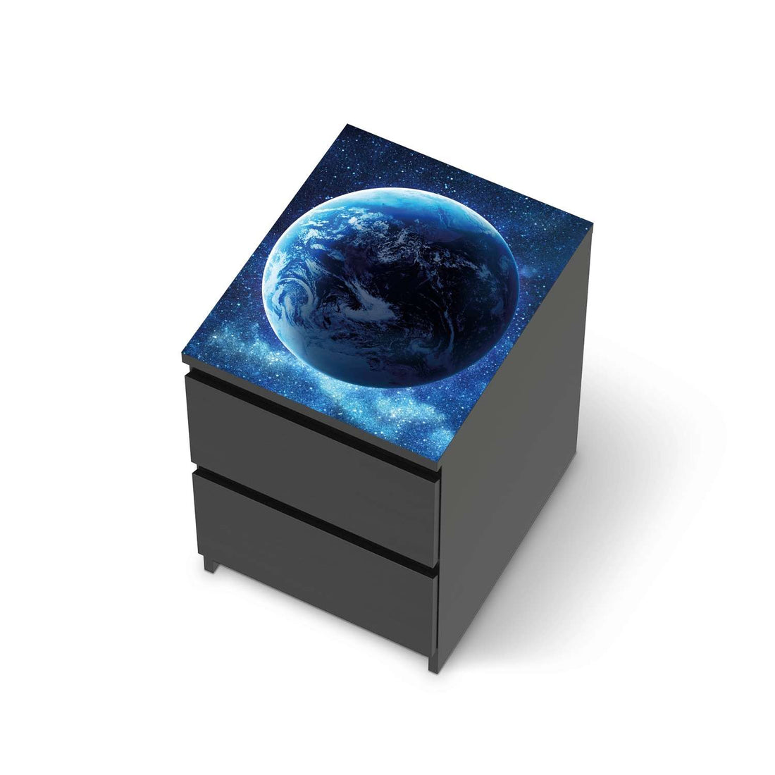Möbelfolie Planet Blue - IKEA Malm Kommode 2 Schubladen [oben] - schwarz