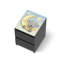 Möbelfolie Teddy und Mond - IKEA Malm Kommode 2 Schubladen [oben] - schwarz