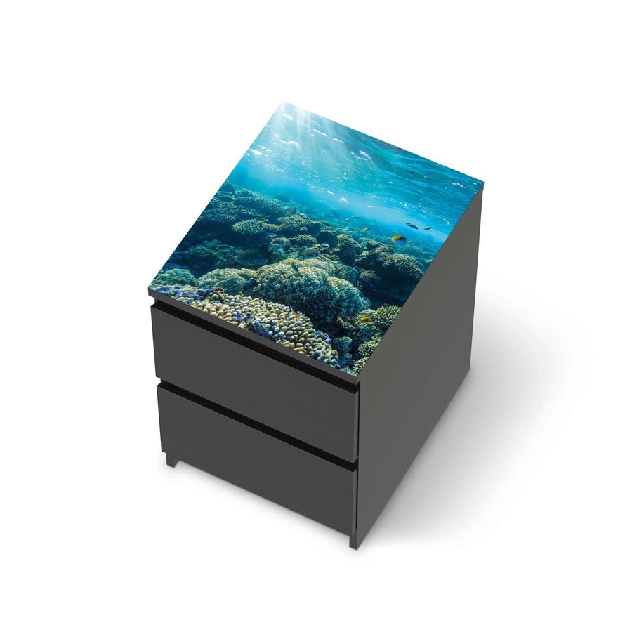 Möbelfolie Underwater World - IKEA Malm Kommode 2 Schubladen [oben] - schwarz
