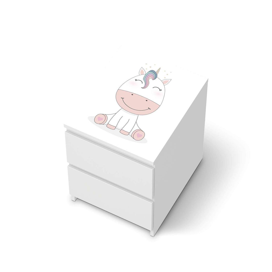 Möbelfolie Baby Unicorn - IKEA Malm Kommode 2 Schubladen [oben] - weiss