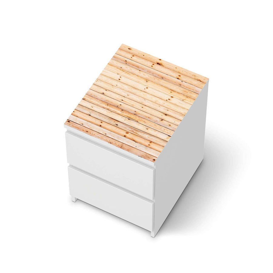 Möbelfolie Bright Planks - IKEA Malm Kommode 2 Schubladen [oben] - weiss