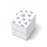 Möbelfolie Eulenparty - IKEA Malm Kommode 2 Schubladen [oben] - weiss