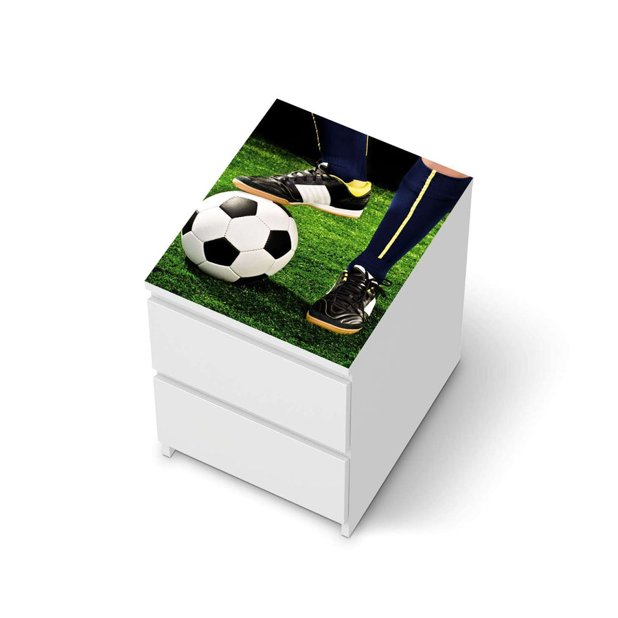 Möbelfolie Fussballstar - IKEA Malm Kommode 2 Schubladen [oben] - weiss