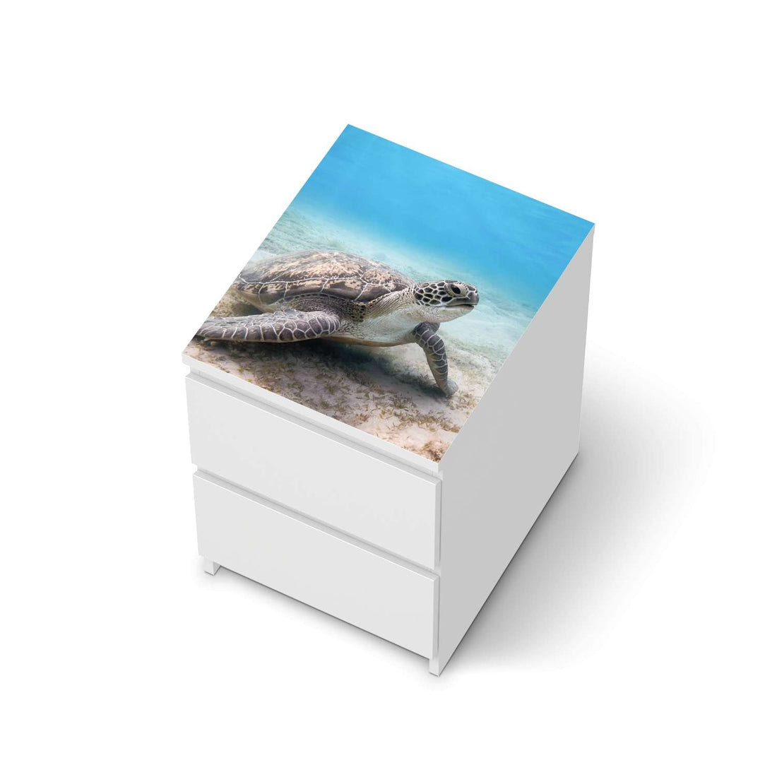 Möbelfolie Green Sea Turtle - IKEA Malm Kommode 2 Schubladen [oben] - weiss