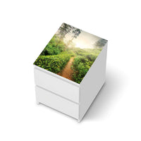 Möbelfolie Green Tea Fields - IKEA Malm Kommode 2 Schubladen [oben] - weiss
