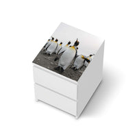 Möbelfolie Penguin Family - IKEA Malm Kommode 2 Schubladen [oben] - weiss