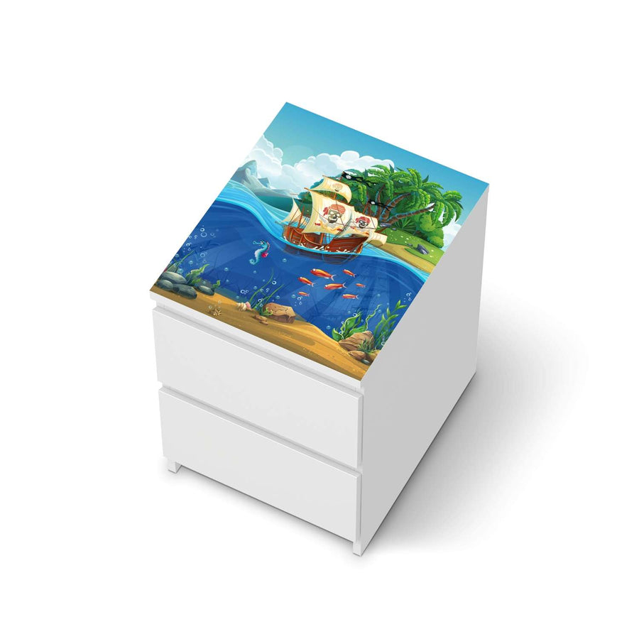 Möbelfolie Pirates - IKEA Malm Kommode 2 Schubladen [oben] - weiss