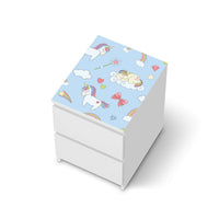 Möbelfolie Rainbow Unicorn - IKEA Malm Kommode 2 Schubladen [oben] - weiss