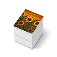 Möbelfolie Sunflowers - IKEA Malm Kommode 2 Schubladen [oben] - weiss