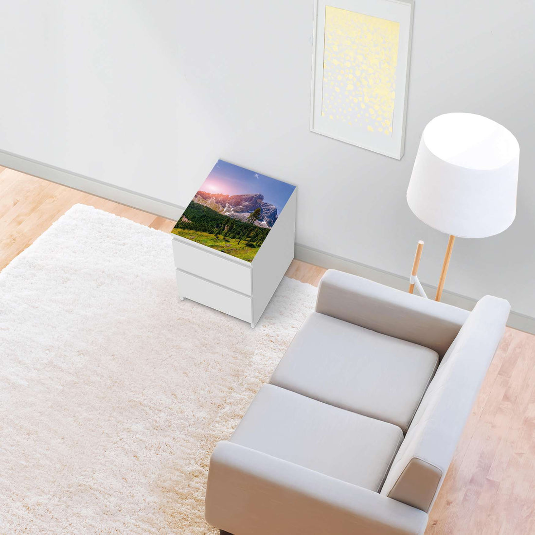 Möbelfolie Alpenblick - IKEA Malm Kommode 2 Schubladen [oben] - Wohnzimmer