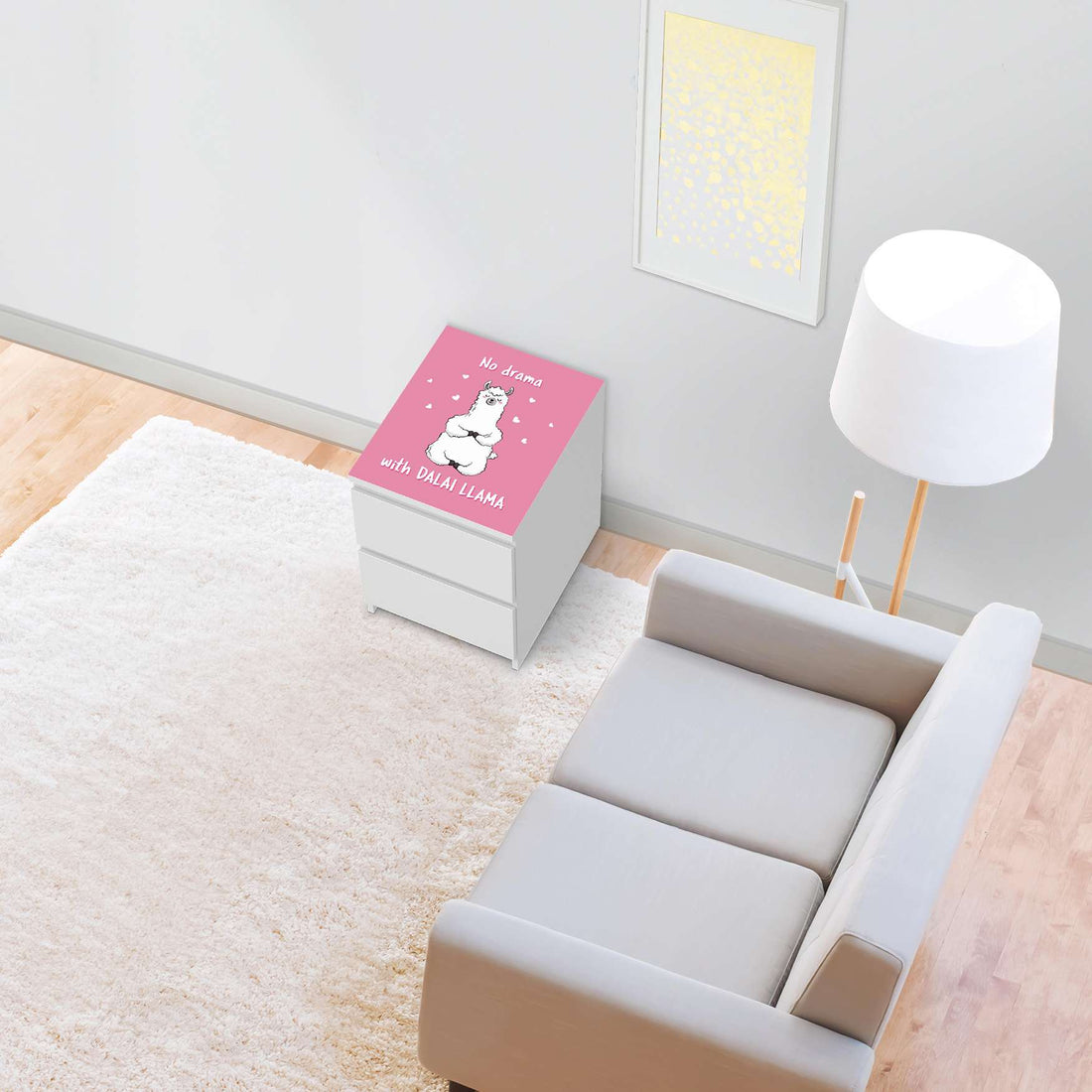 Möbelfolie Dalai Llama - IKEA Malm Kommode 2 Schubladen [oben] - Wohnzimmer