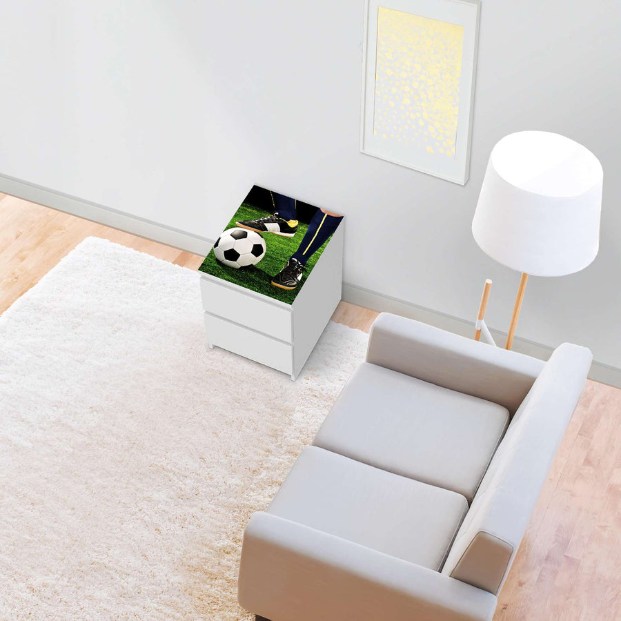 Möbelfolie Fussballstar - IKEA Malm Kommode 2 Schubladen [oben] - Wohnzimmer
