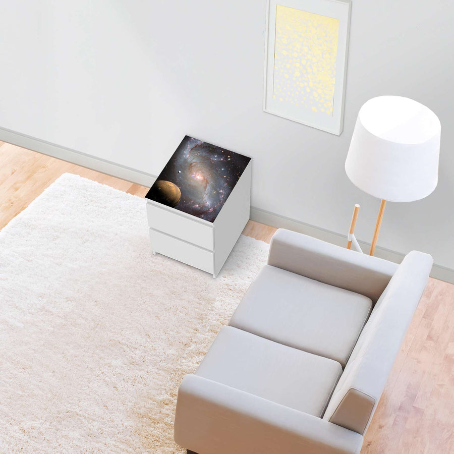 Möbelfolie Milky Way - IKEA Malm Kommode 2 Schubladen [oben] - Wohnzimmer