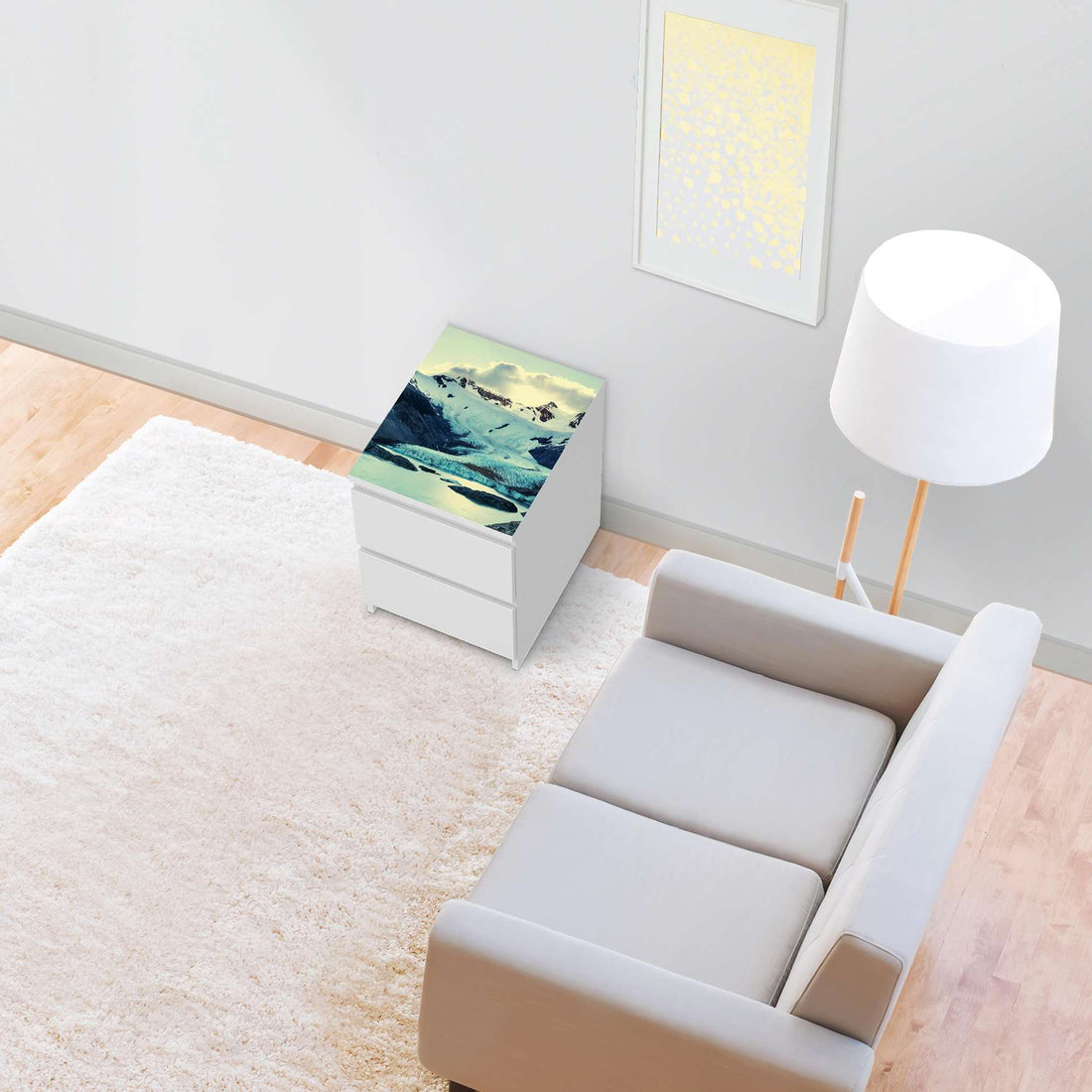 Möbelfolie Patagonia - IKEA Malm Kommode 2 Schubladen [oben] - Wohnzimmer