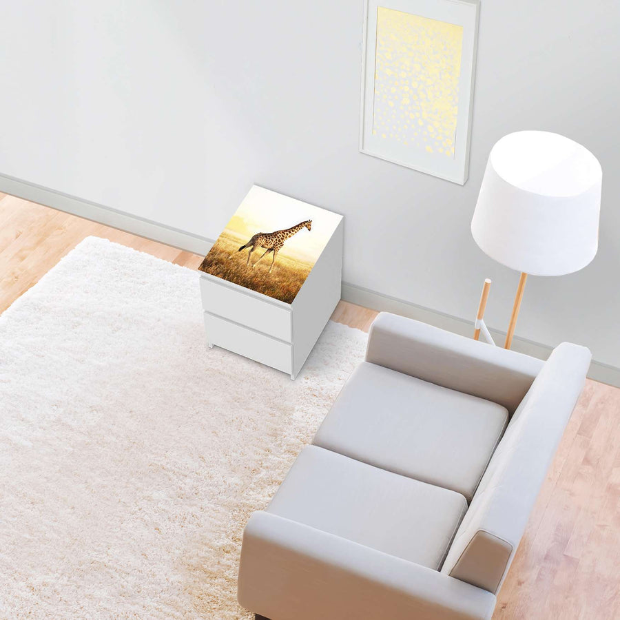 Möbelfolie Savanna Giraffe - IKEA Malm Kommode 2 Schubladen [oben] - Wohnzimmer