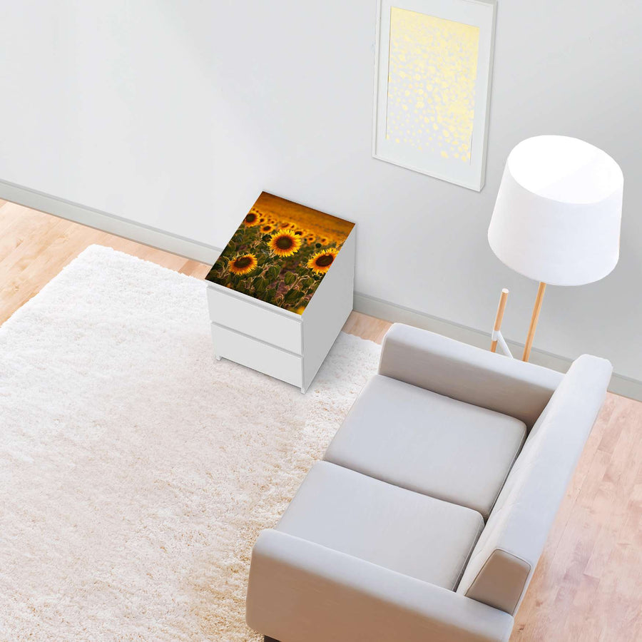 Möbelfolie Sunflowers - IKEA Malm Kommode 2 Schubladen [oben] - Wohnzimmer