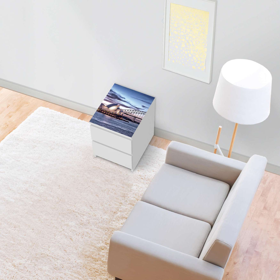 Möbelfolie Sydney - IKEA Malm Kommode 2 Schubladen [oben] - Wohnzimmer