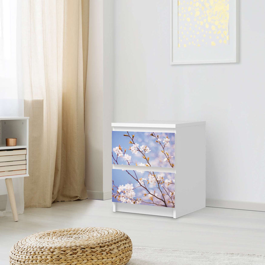 Möbelfolie Apple Blossoms - IKEA Malm Kommode 2 Schubladen - Schlafzimmer
