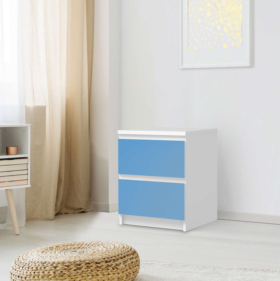 Möbelfolie Blau Light - IKEA Malm Kommode 2 Schubladen - Schlafzimmer