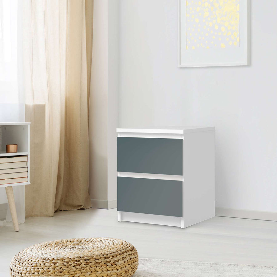 Möbelfolie Blaugrau Light - IKEA Malm Kommode 2 Schubladen - Schlafzimmer
