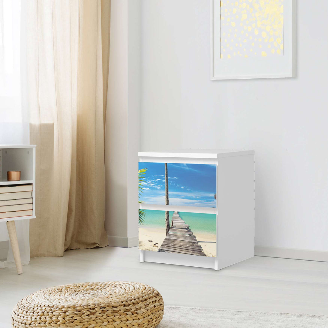 Möbelfolie Blue Water - IKEA Malm Kommode 2 Schubladen - Schlafzimmer