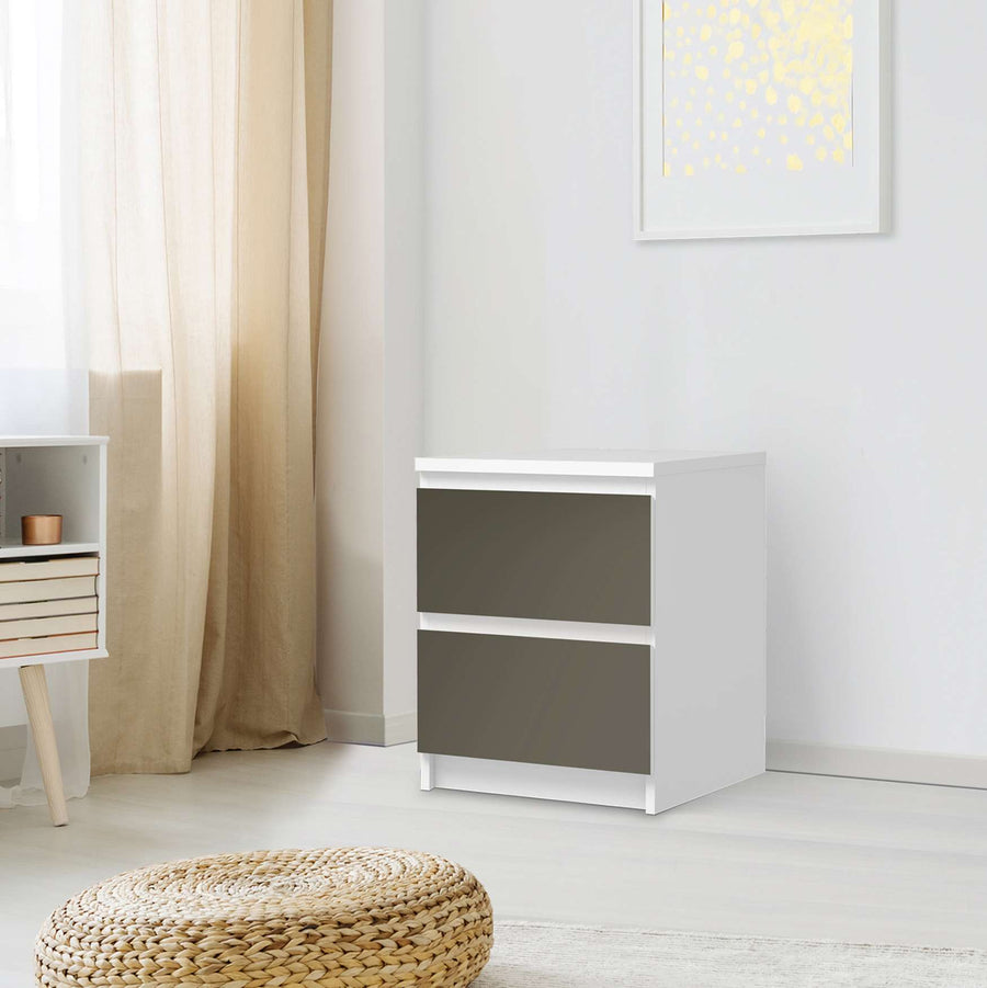 Möbelfolie Braungrau Dark - IKEA Malm Kommode 2 Schubladen - Schlafzimmer