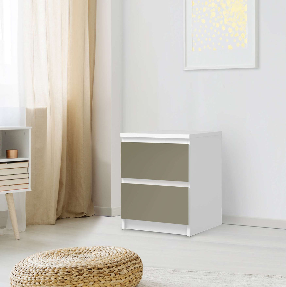 Möbelfolie Braungrau Light - IKEA Malm Kommode 2 Schubladen - Schlafzimmer