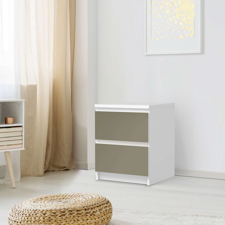 Möbelfolie Braungrau Light - IKEA Malm Kommode 2 Schubladen - Schlafzimmer