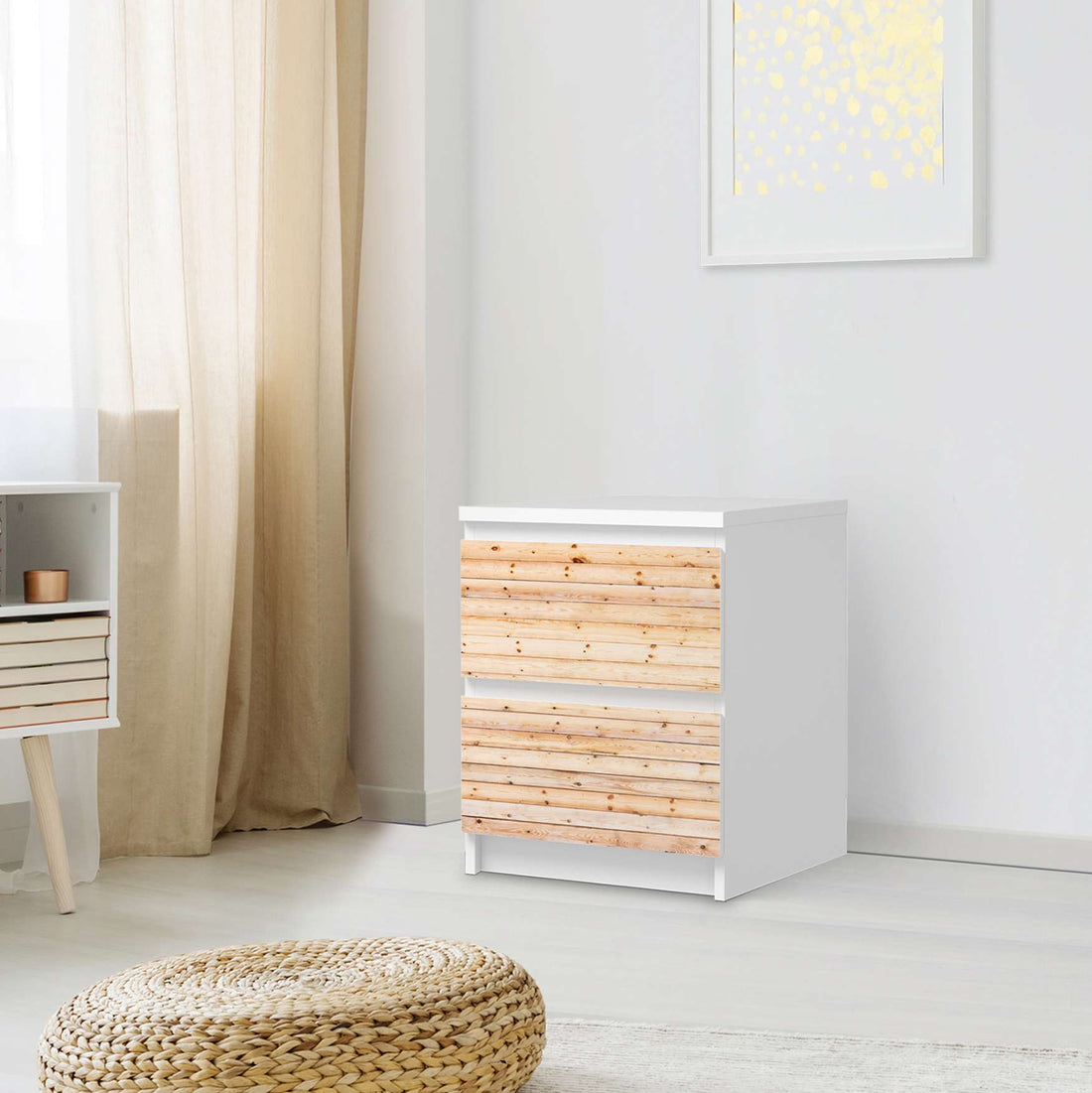 Möbelfolie Bright Planks - IKEA Malm Kommode 2 Schubladen - Schlafzimmer