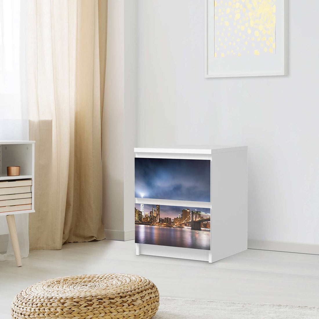 Möbelfolie Brooklyn Bridge - IKEA Malm Kommode 2 Schubladen - Schlafzimmer