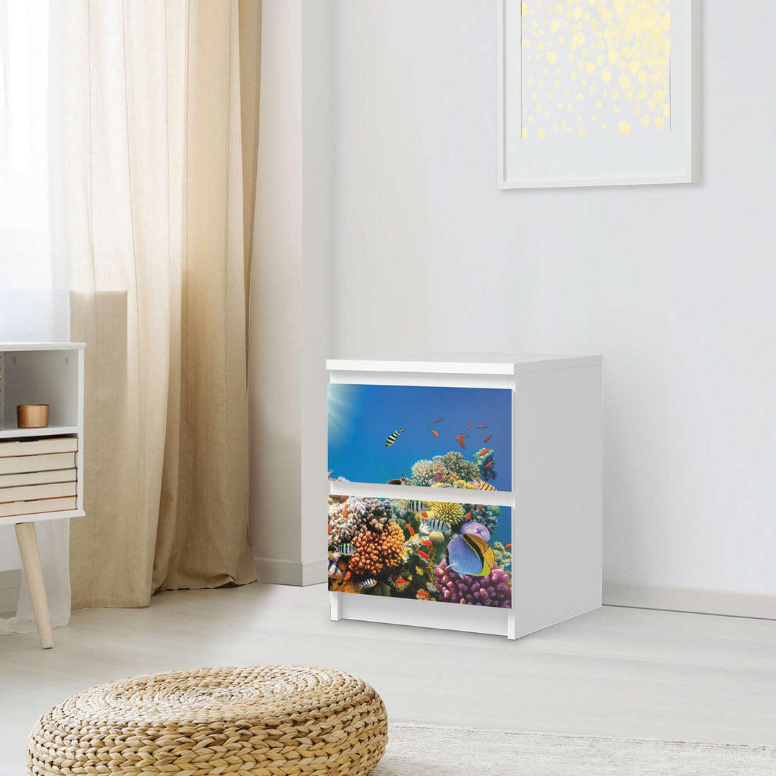 Möbelfolie Coral Reef - IKEA Malm Kommode 2 Schubladen - Schlafzimmer
