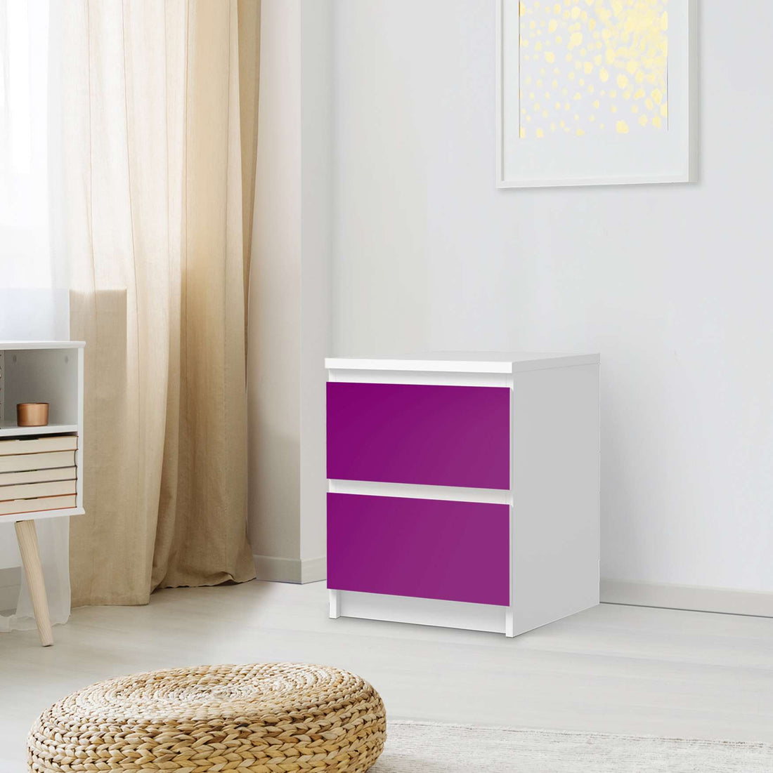 Möbelfolie Flieder Dark - IKEA Malm Kommode 2 Schubladen - Schlafzimmer
