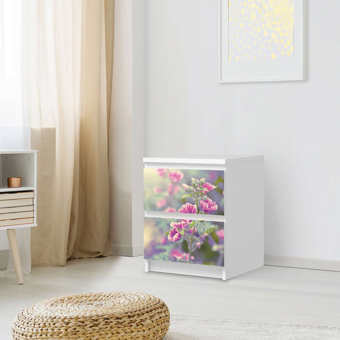 Möbelfolie Flower Gaze - IKEA Malm Kommode 2 Schubladen - Schlafzimmer